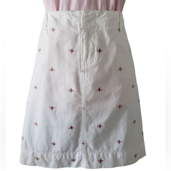 EUC Rare White label Lilly Pulitzer Vintage dragonfly skirt, white w/pink&green - Picture 4 of 11